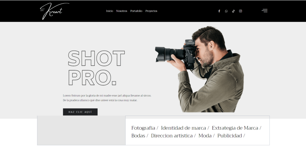 portada de web de fotografia